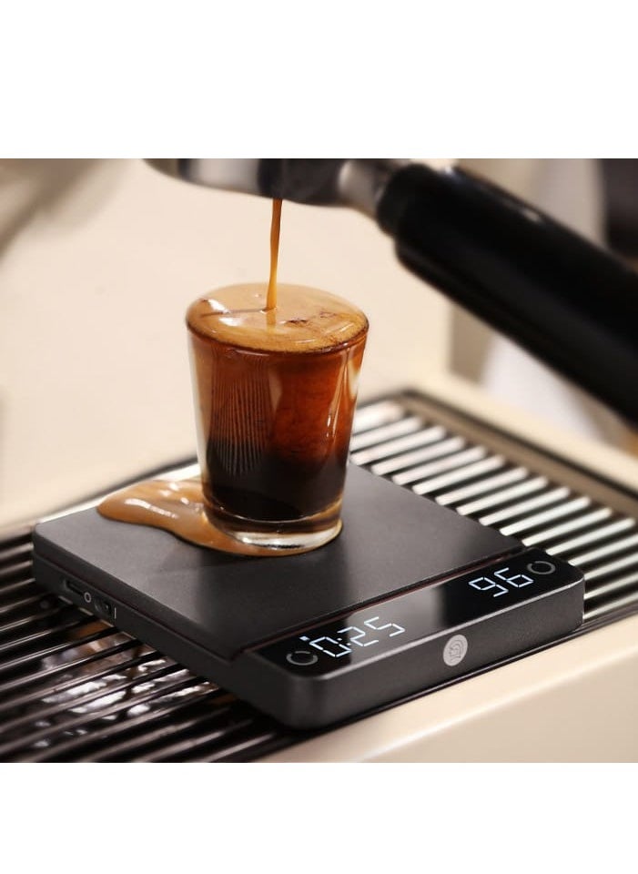 zeroHero Electric Smart Espresso Pocket Scale, Black, 0.3g-2000g Weighing Range, Rechargeable 1200mAh Battery, Compact 116x100x14mm Design, Lightweight 193g, Aluminum Alloy/ABS Material for Precision Brewing