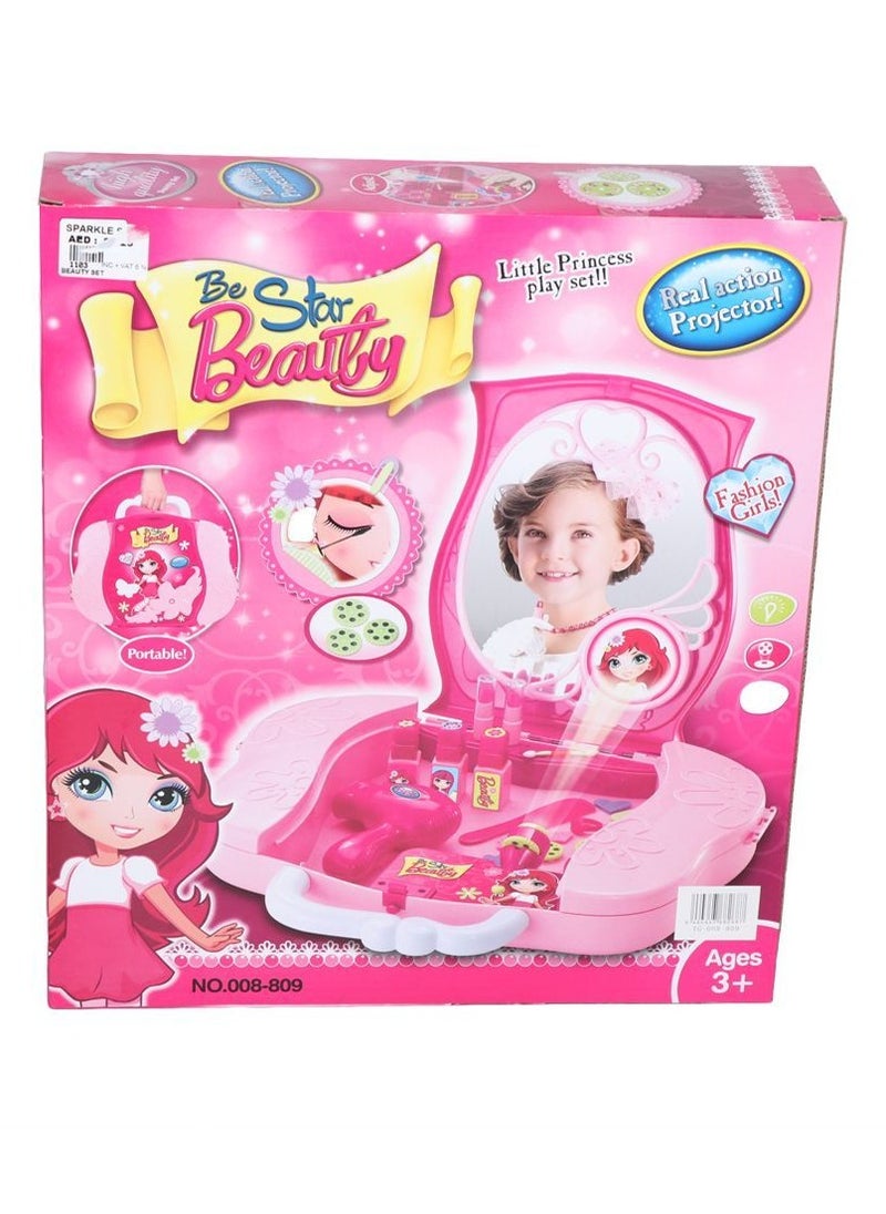 Little Princess Portable Play Set with Real Action Projector, Makeup Accessories, and Fashion-Themed Imaginative Play for Girls Ages 3 and Up