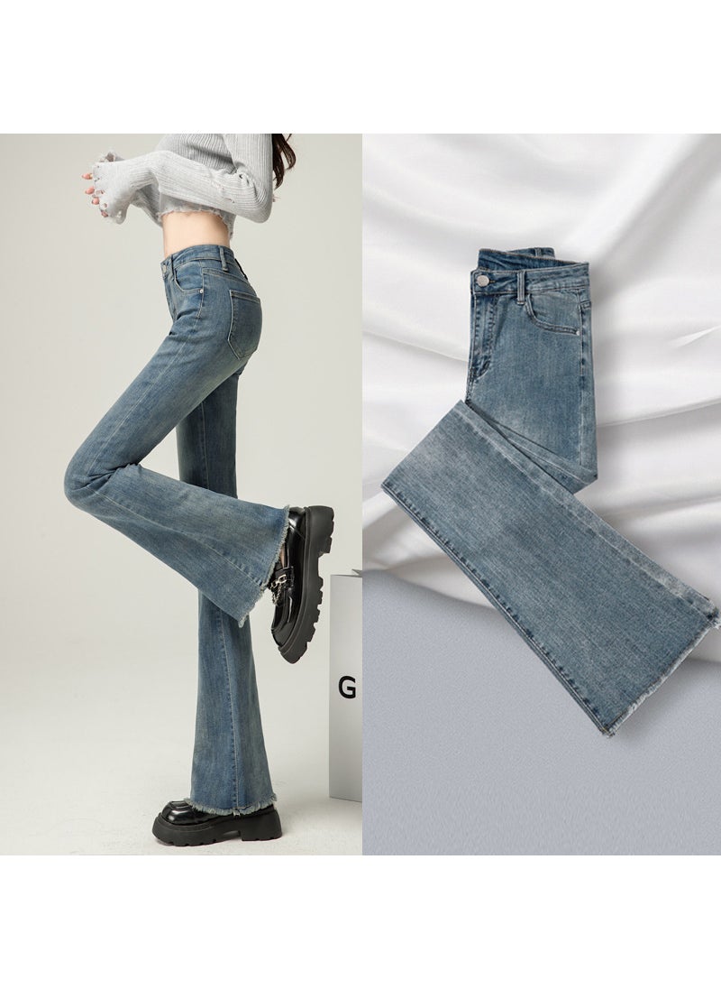 High Waist Slim Vintage Flare Jeans Women Spring 2024 855 soot