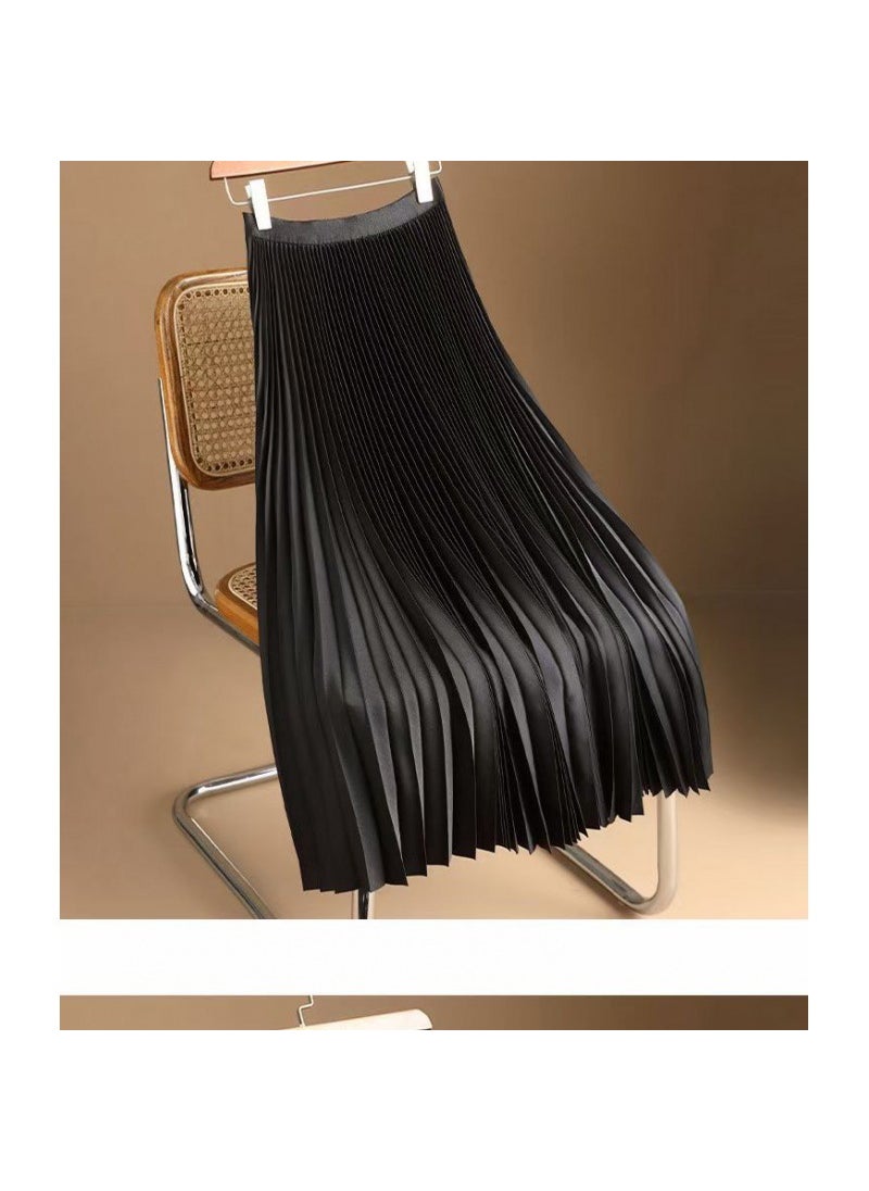 Luxury Cream Pleated Skirt Slimming Fall 2024 Green