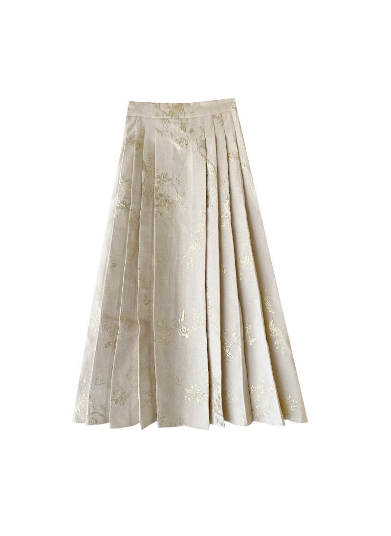 Womens clothing 2024 spring and autumn three lines New retro tassel open new Chinese style shirt + temperament A- line skirt 5854 shirt