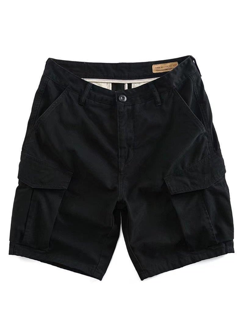 Summer Casual Cargo Shorts Mens Retro Loose Fashion Mid-Length Pants Grey