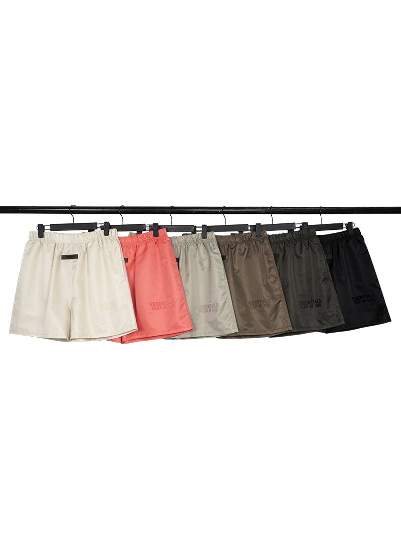 Essentials Thin Woven Loose Nylon Sports Shorts Men Ink Black