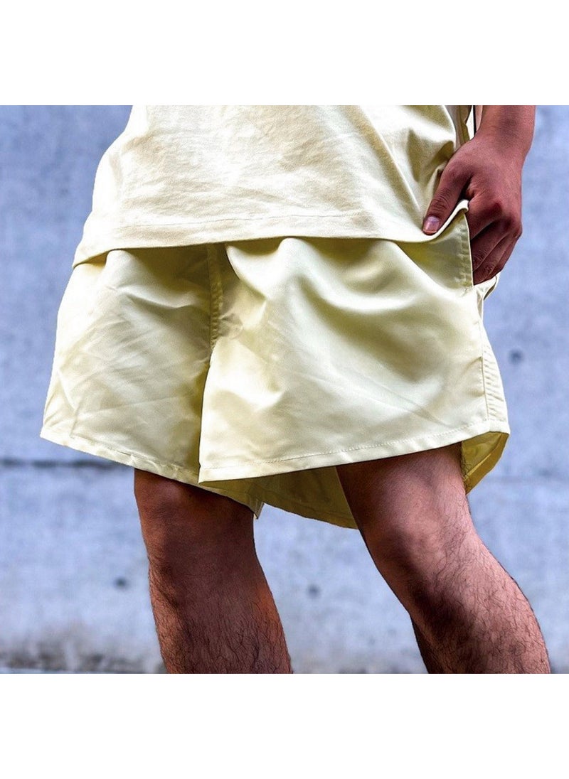 Essentials Thin Woven Loose Nylon Sports Shorts Men Ink Black