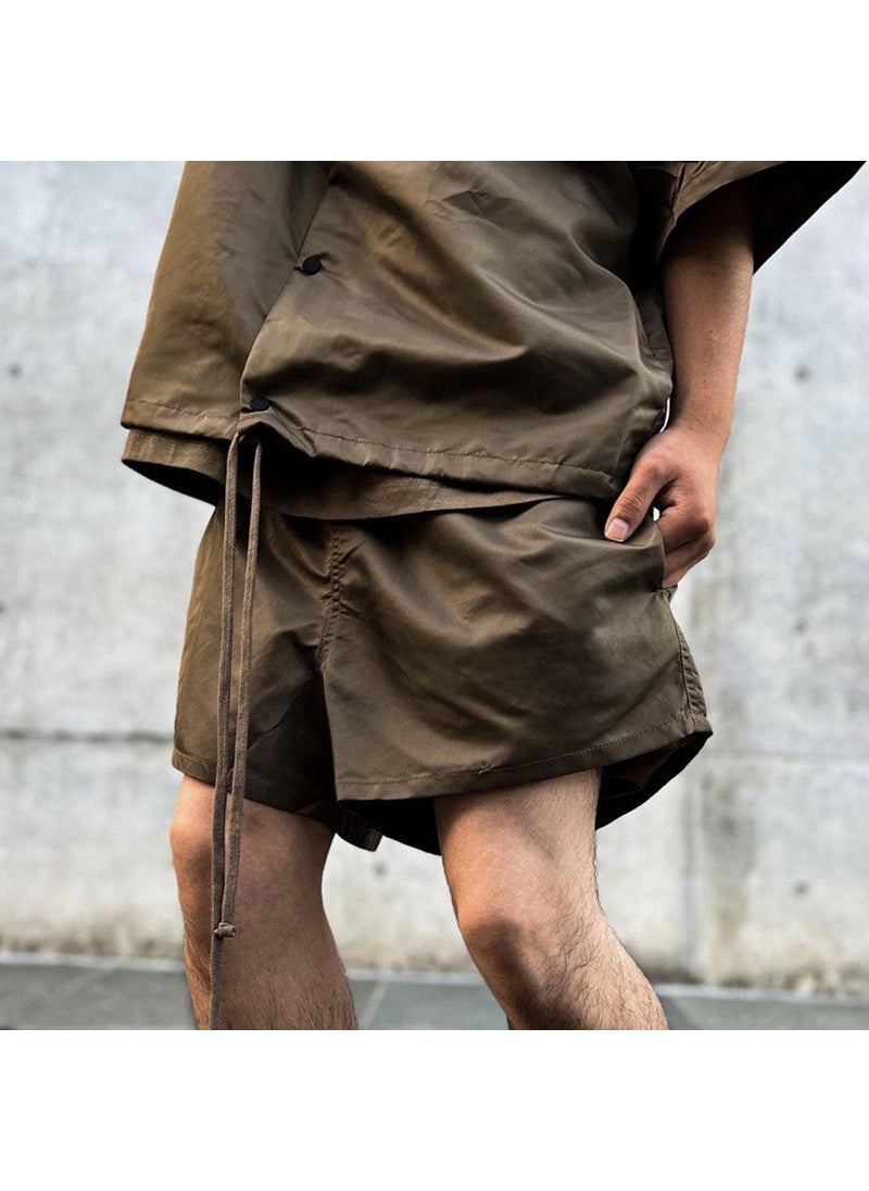 Essentials Thin Woven Loose Nylon Sports Shorts Men Ink Black