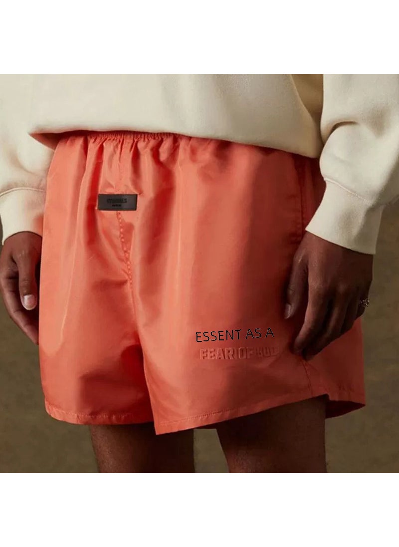 Essentials Thin Woven Loose Nylon Sports Shorts Men Ink Black