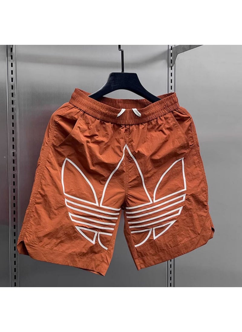 Summer Mens Casual Quick-Dry Embroidered Shorts D119 White