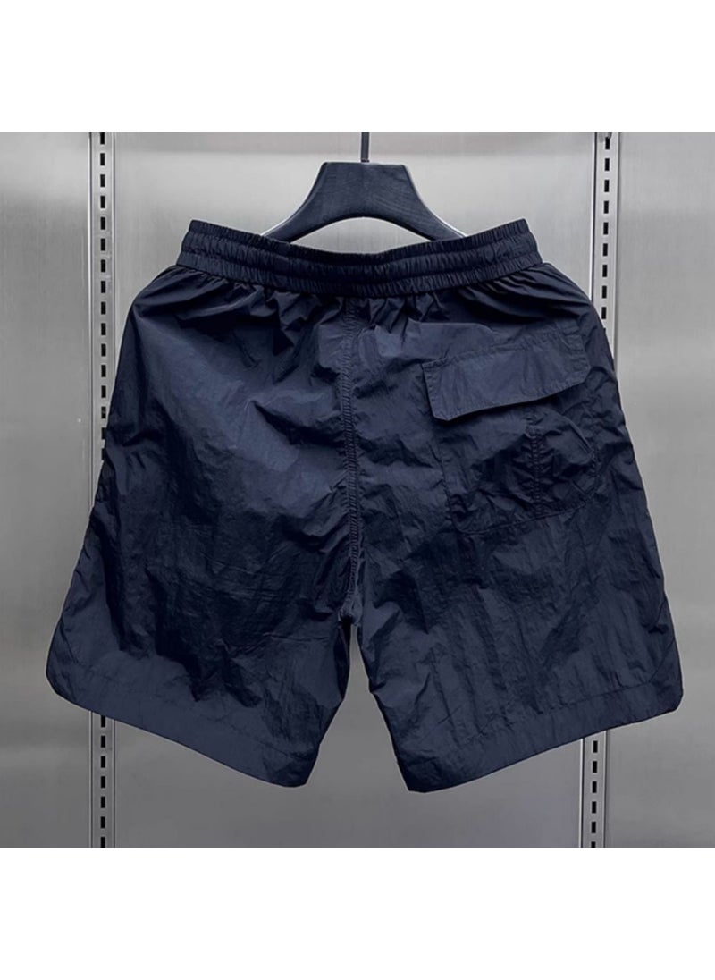 Summer Mens Casual Quick-Dry Embroidered Shorts D119 White
