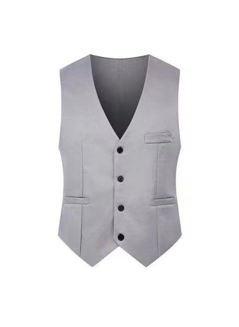 Large Size Mens Suit Vest Iron-Free Korean Style Slim Fit Shoulder Pad Decorative Button Polyester Blend Casual Vest 22