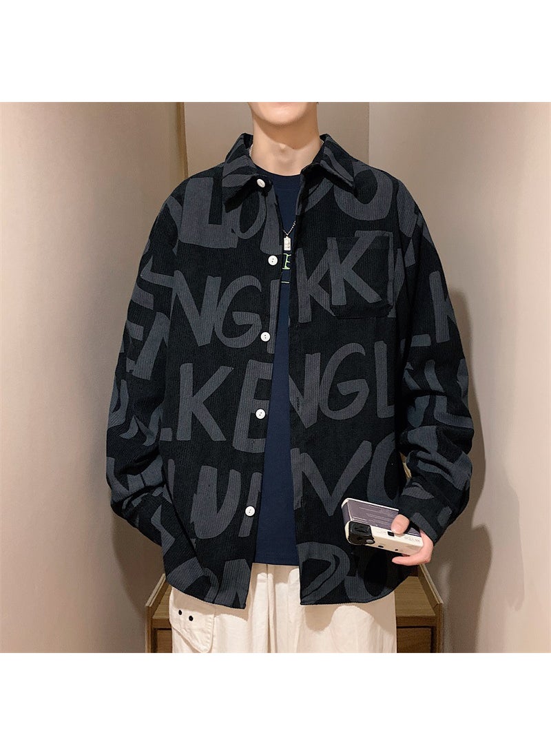 2023 Corduroy Long Sleeve Mens Shirt Autumn Fashion Khaki