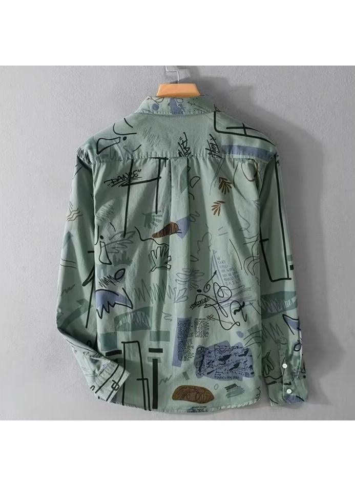 Summer Unisex Thin Geometric Floral Shirt Apricot