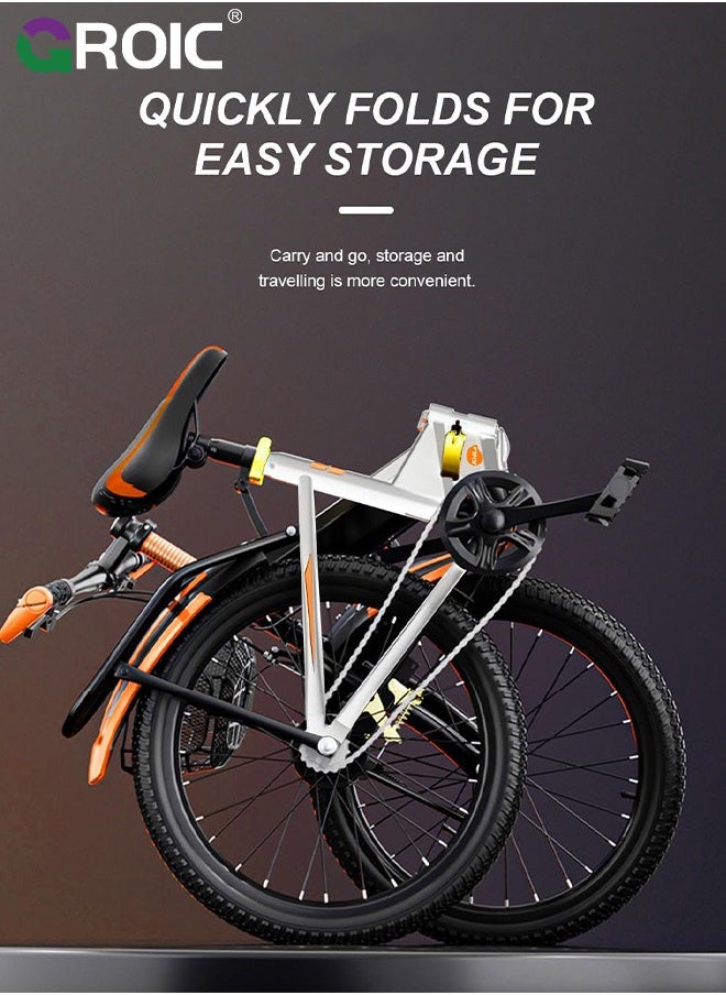 Kids Bike,Mountain Bike,20-Inch Bicycle Wheels,20 Inch Wheel Bicycle,Folding Mountain Bike for Kids with wide knobby mountain tires