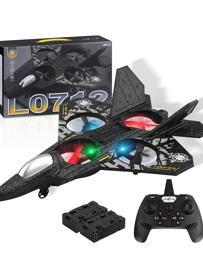 RC Aeroplane 2.4GHz Remote Controlled Floating Fighter Plane Quadcopter, RTF Toy for Beginners, Kids & Adults, with Colored Lights, USB Charging, One-Button 3D Roll, and 360° Surround Stunts