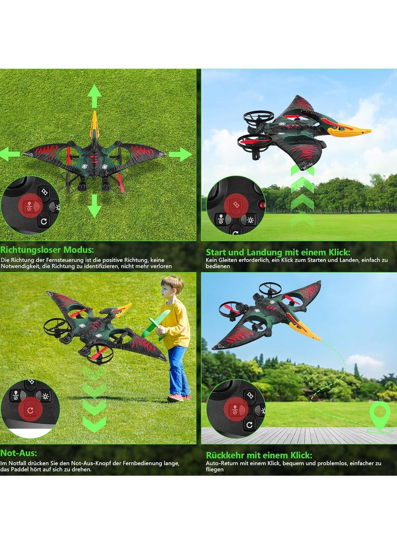 RC Aeroplane 2.4GHz Remote Controlled Floating Fighter Plane Quadcopter, RTF Toy for Beginners, Kids & Adults, with Colored Lights, USB Charging, One-Button 3D Roll, and 360° Surround Stunts