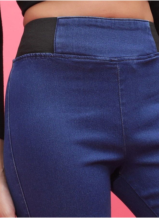 Women Super Skinny Solid High-Rise Denim Jeggings
