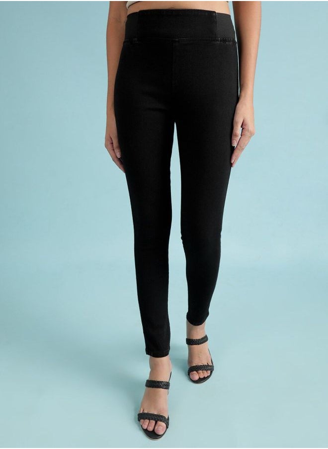 Women Super Skinny Solid High-Rise Denim Jeggings