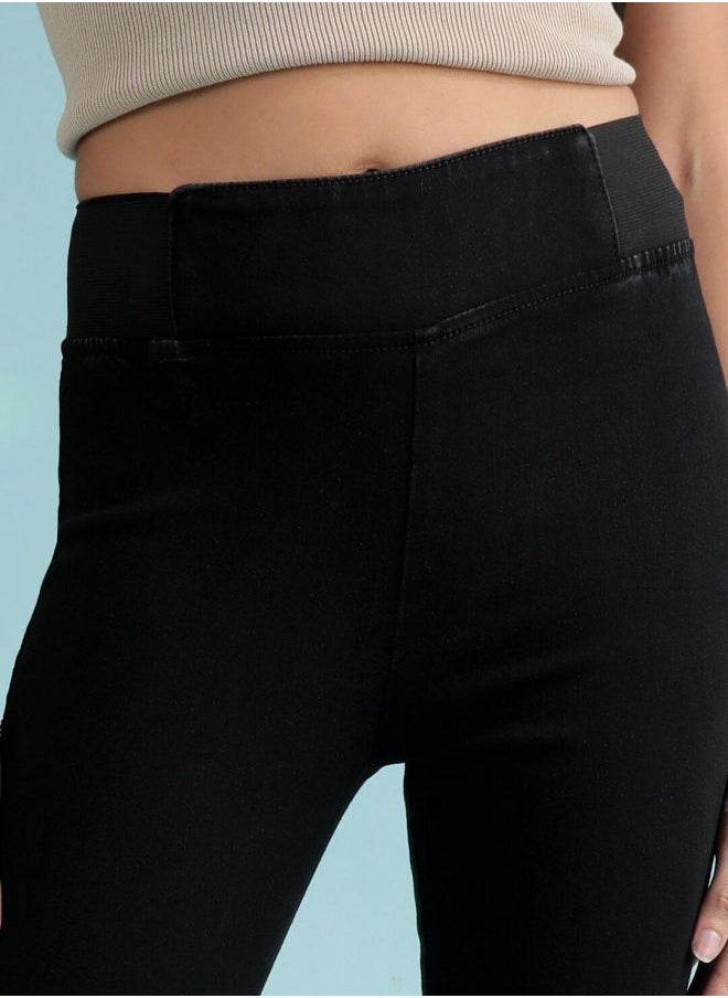 Women Super Skinny Solid High-Rise Denim Jeggings