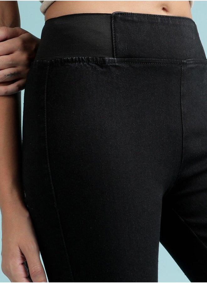 Women Super Skinny Solid High-Rise Denim Jeggings