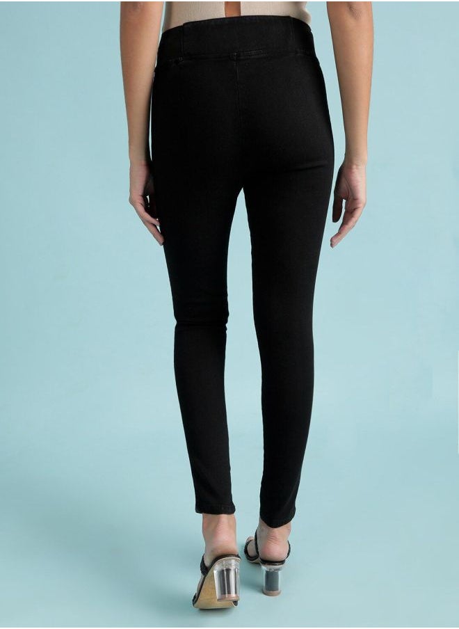 Women Super Skinny Solid High-Rise Denim Jeggings