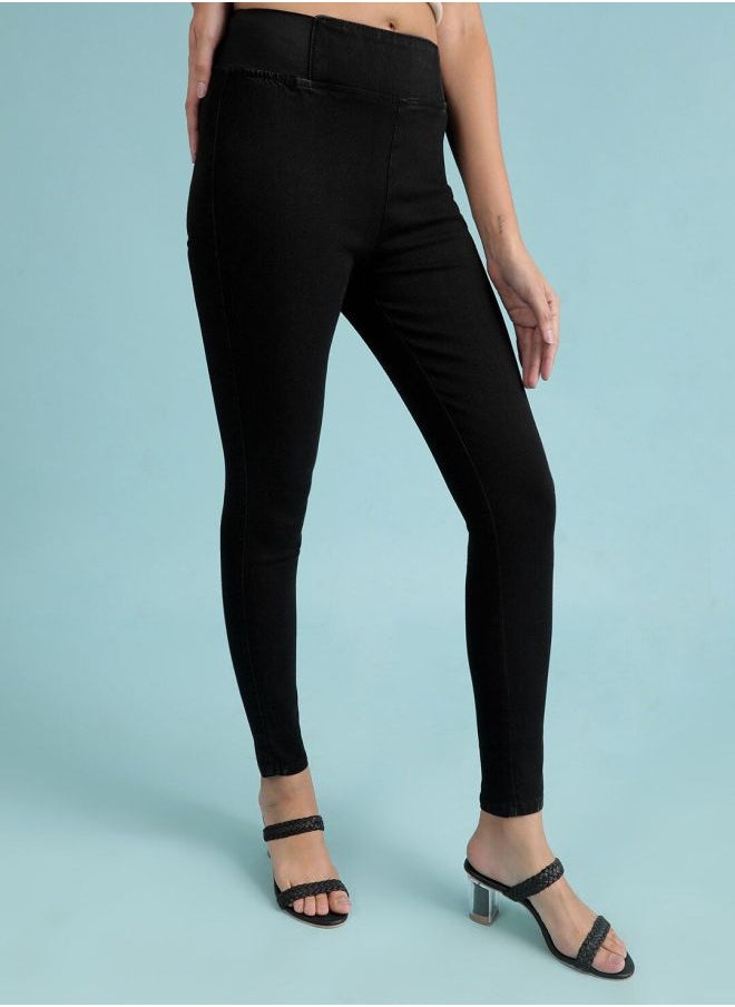 Women Super Skinny Solid High-Rise Denim Jeggings