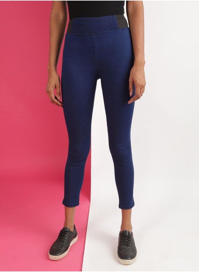 Women Super Skinny Solid High-Rise Denim Jeggings