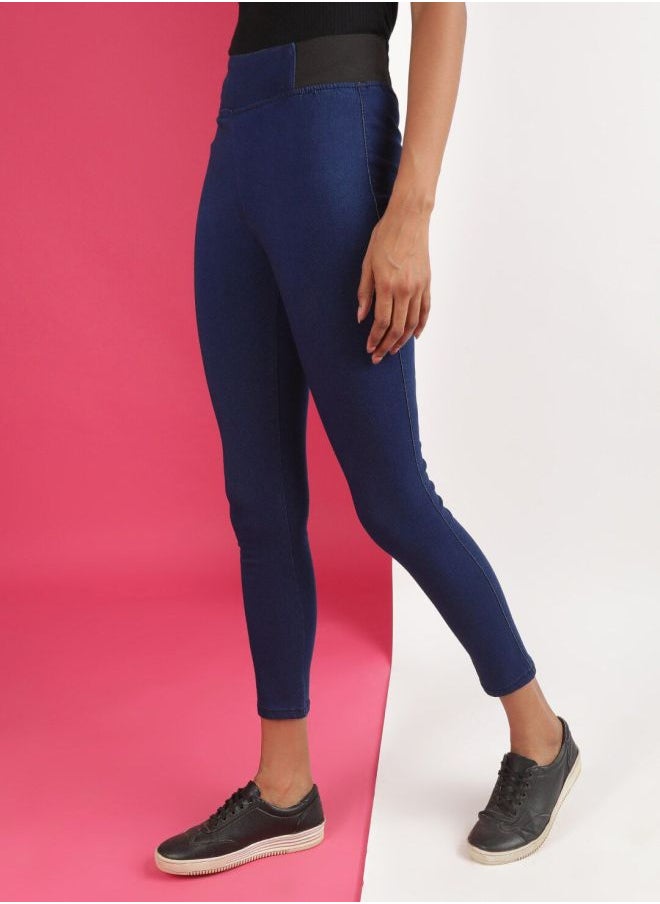 Women Super Skinny Solid High-Rise Denim Jeggings
