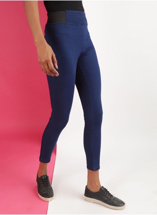 Women Super Skinny Solid High-Rise Denim Jeggings