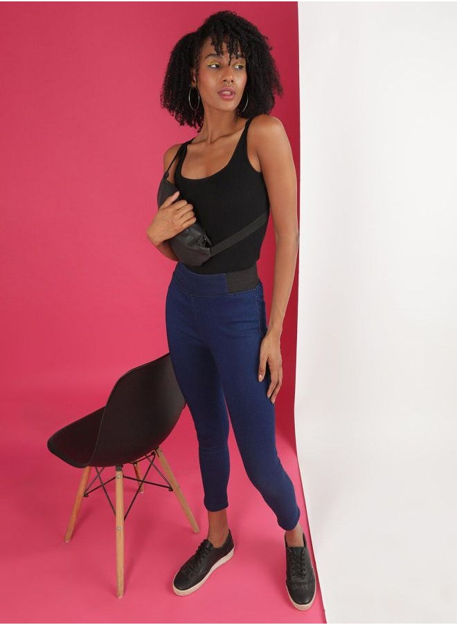 Women Super Skinny Solid High-Rise Denim Jeggings