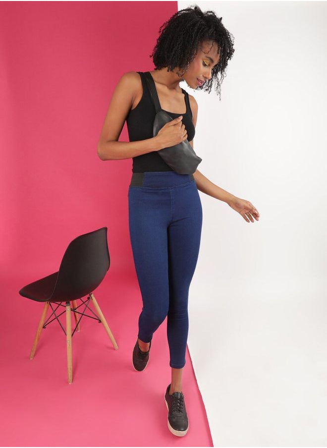 Women Super Skinny Solid High-Rise Denim Jeggings