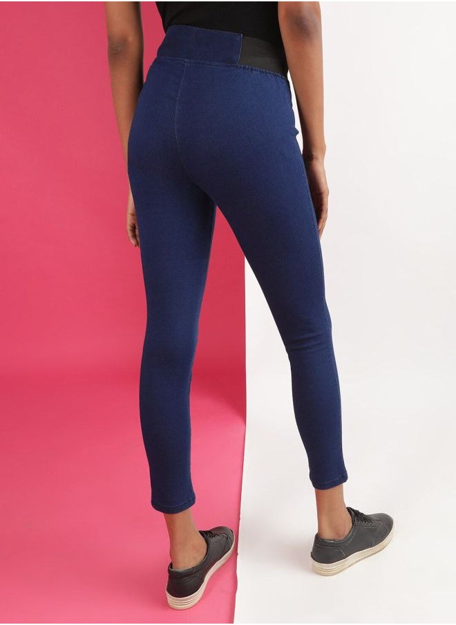 Women Super Skinny Solid High-Rise Denim Jeggings