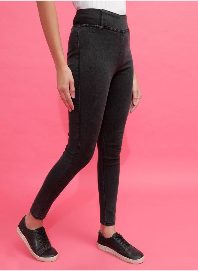 Women Super Skinny Solid High-Rise Denim Jeggings