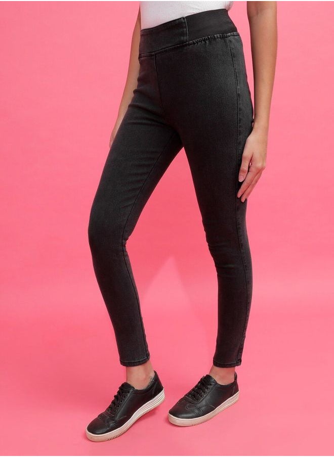 Women Super Skinny Solid High-Rise Denim Jeggings