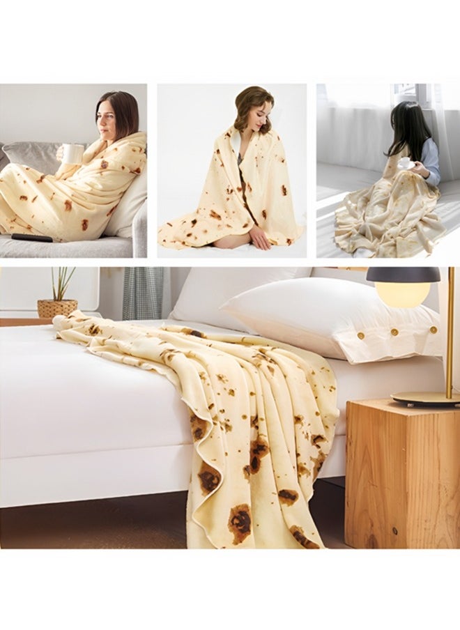 Soft And Comfortable Pancake Blanket,interesting And Novel Food Throw Blanket,adult And Children's Tortilla Blanket,flannel Taco Blanket, Bedroom,living Room And Children's Room (60 Inches)