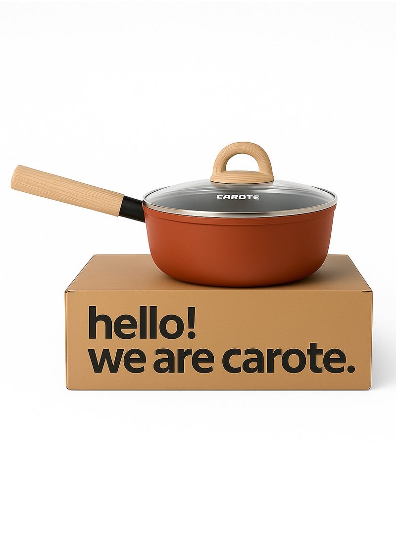 Carote Non-Stick Deep Fry Pan with Glass Lid (24 CM)