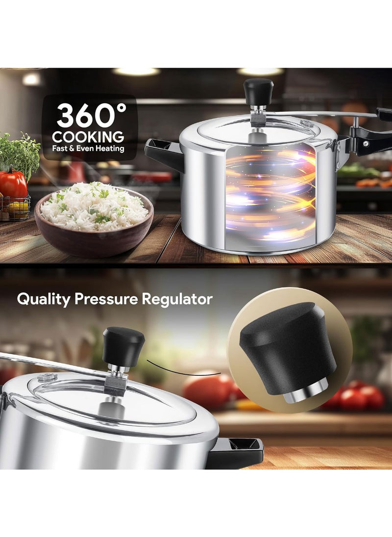 3Liters Premium Aluminium Inner Lid Pressure Cooker, Induction Base, Safety Valve, Black Handle,BB1999 Silver Silver