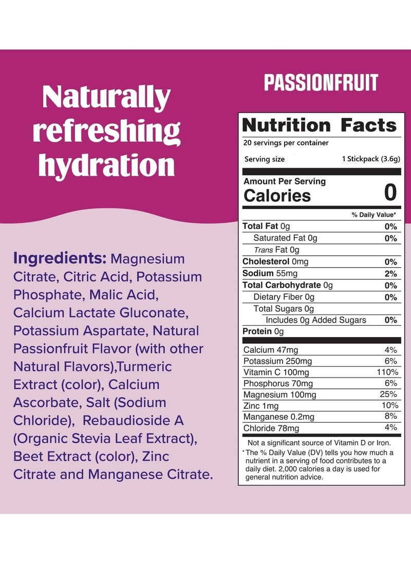 Daily Electrolyte Drink Mix, Passionfruit, 20 Stickpacks each 0.13 oz (3.6g)