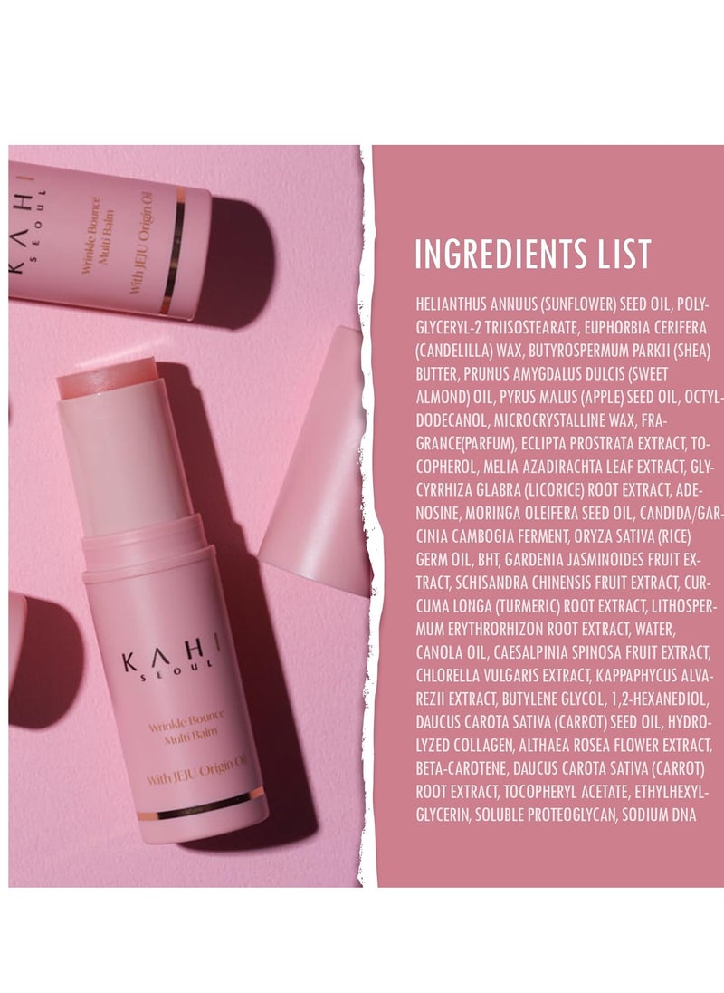 KAHI BALM SERIES | Wrinkle Bounce Multi Balm Stick | All-in-One Hydrating Lip Balm Eye Cream Neck Cream Make Up Base & Face Mist Moisture Balm Stick | Daily Face Moisturizer Stick - 9g