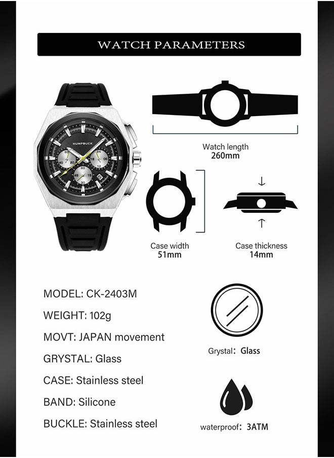 Men's Watch Large Dial Waterproof Wristwatch Sports for Men & Gift for Active Lifestyle with Durable Design and Easy-to-Read