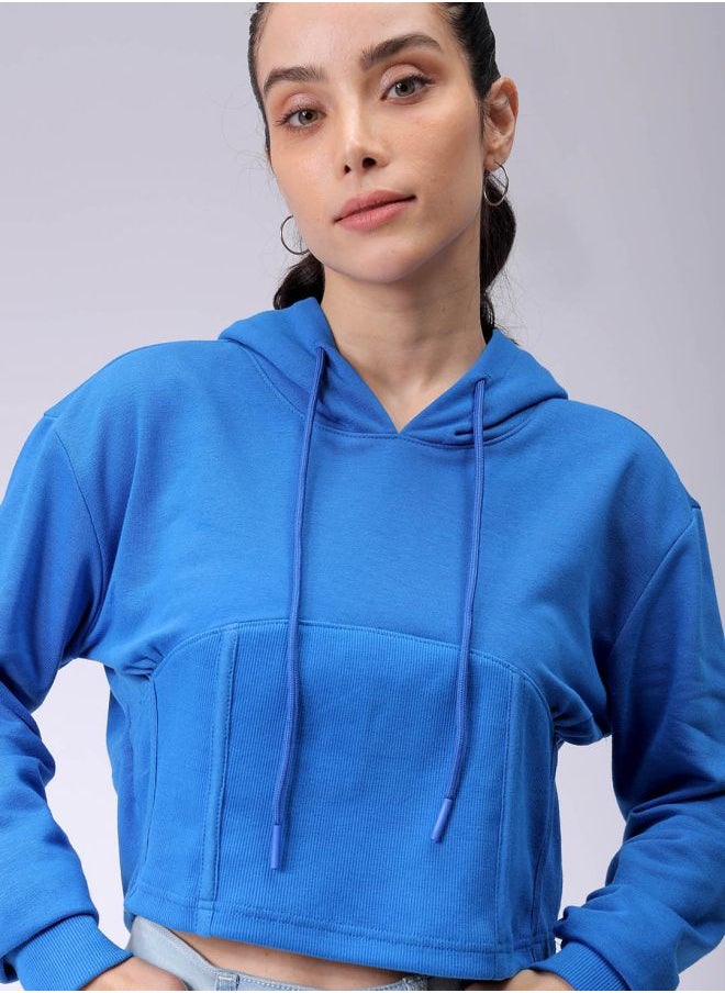 Women Fitted Solid Corset Sweatshirt