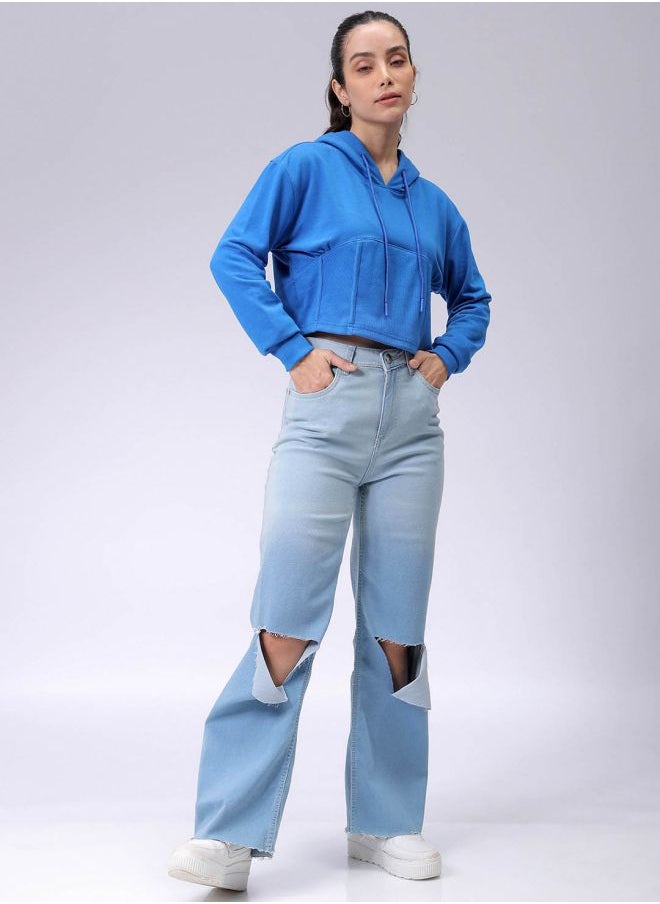 Women Fitted Solid Corset Sweatshirt