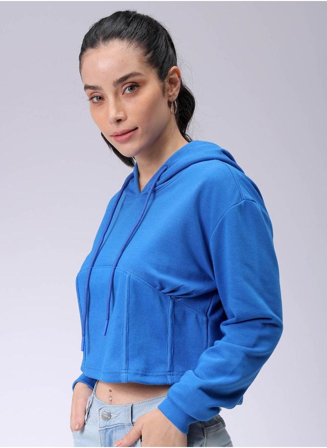 Women Fitted Solid Corset Sweatshirt
