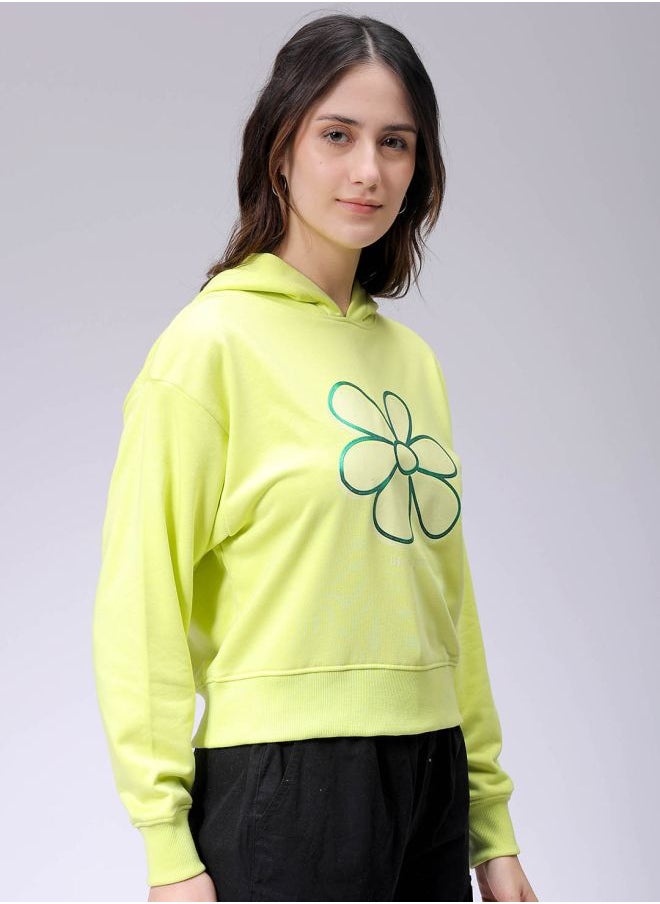 Women Relaxed Fit Holographic Hooded Sweatshirt