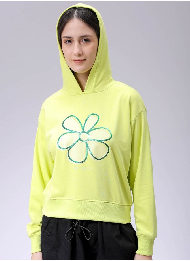 Women Relaxed Fit Holographic Hooded Sweatshirt