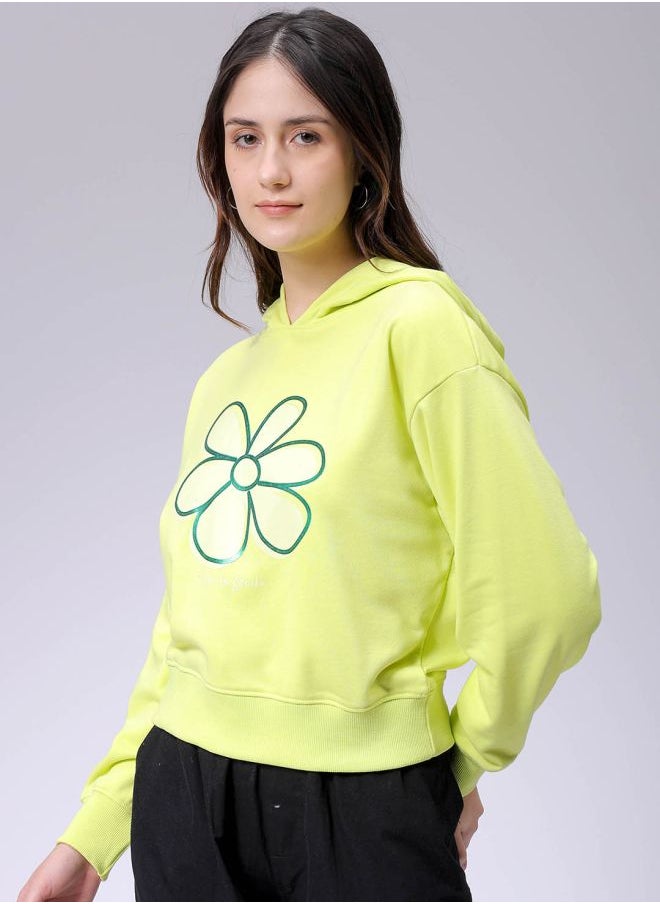 Women Relaxed Fit Holographic Hooded Sweatshirt