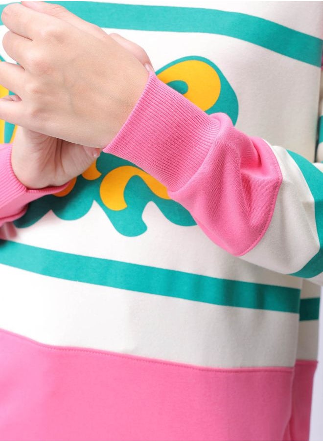 Women Loose Fit Typographic Oversized Sweatshirt