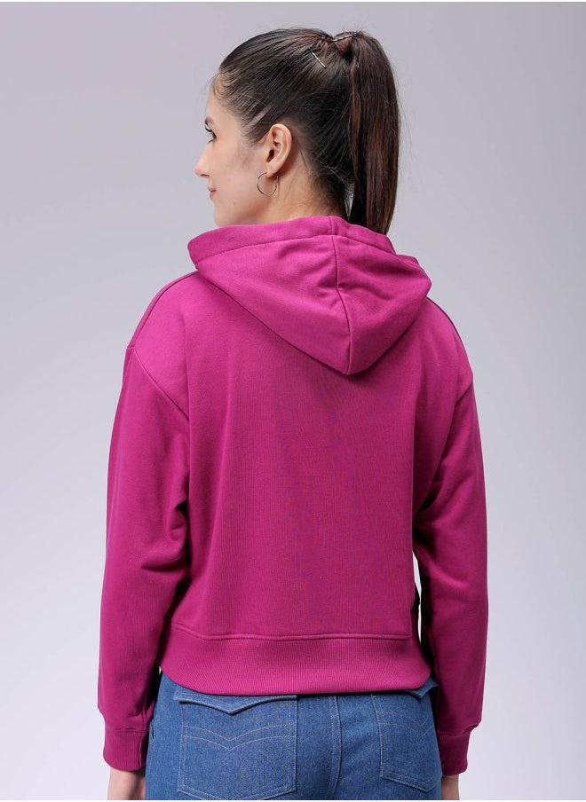 Women Relaxed Fit Holographic Hooded Sweatshirt