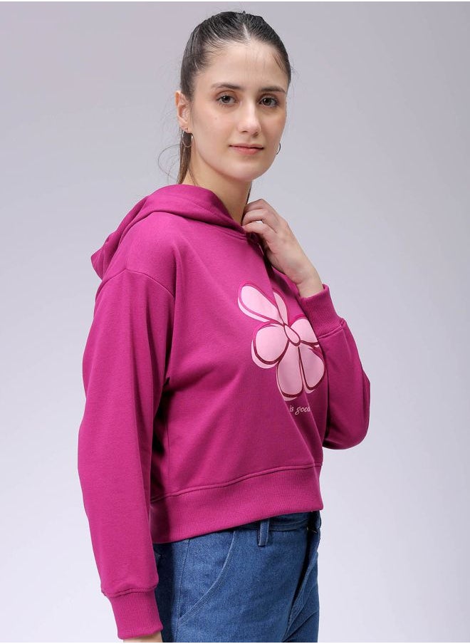 Women Relaxed Fit Holographic Hooded Sweatshirt