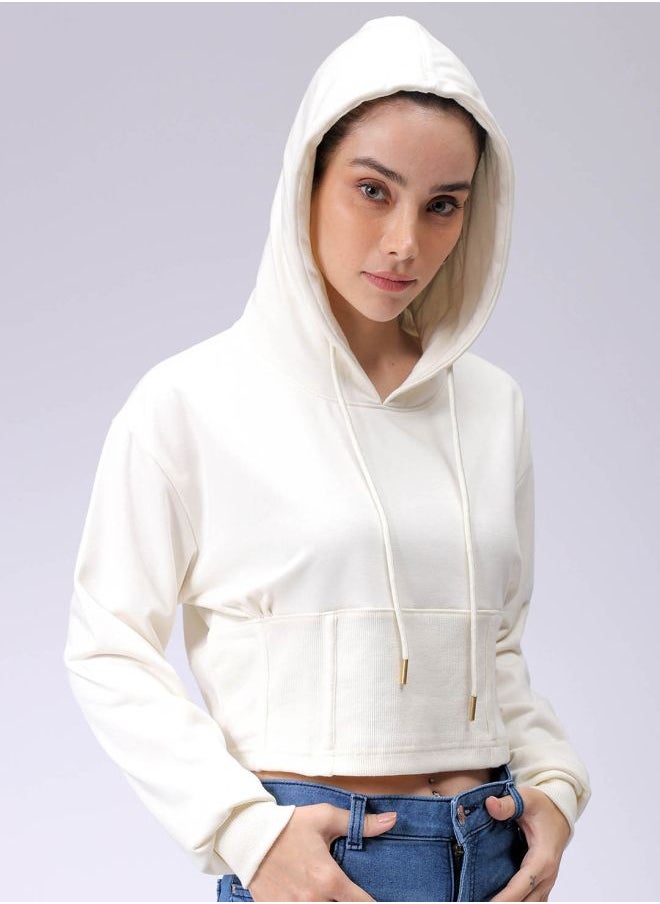 Women Fitted Solid Corset Sweatshirt