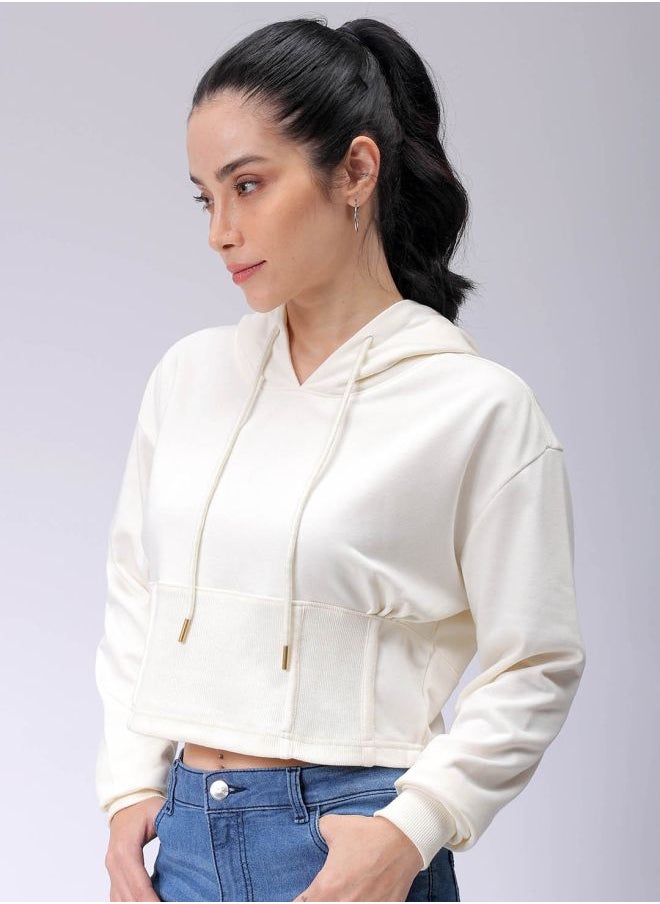 Women Fitted Solid Corset Sweatshirt