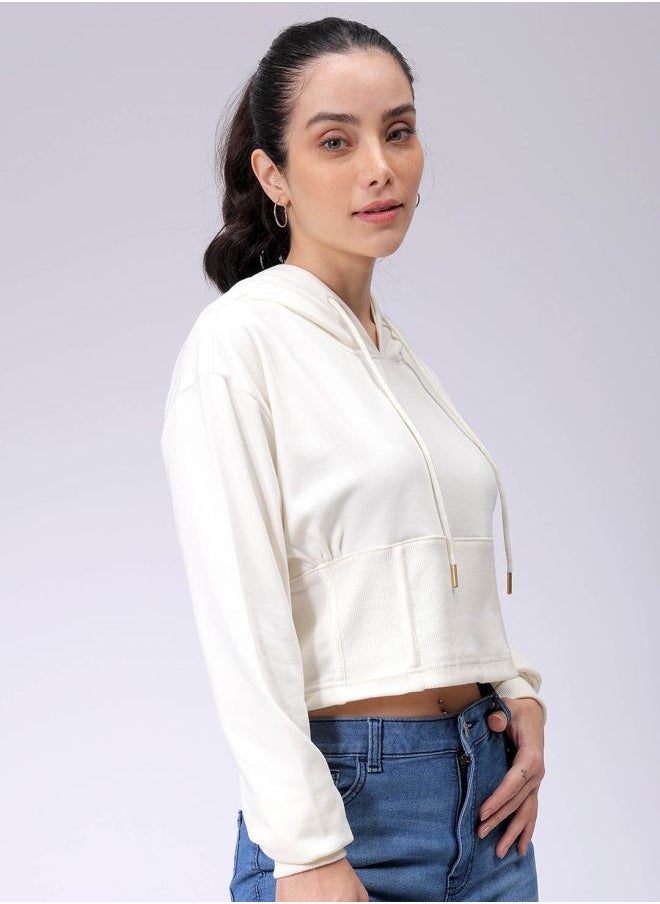 Women Fitted Solid Corset Sweatshirt